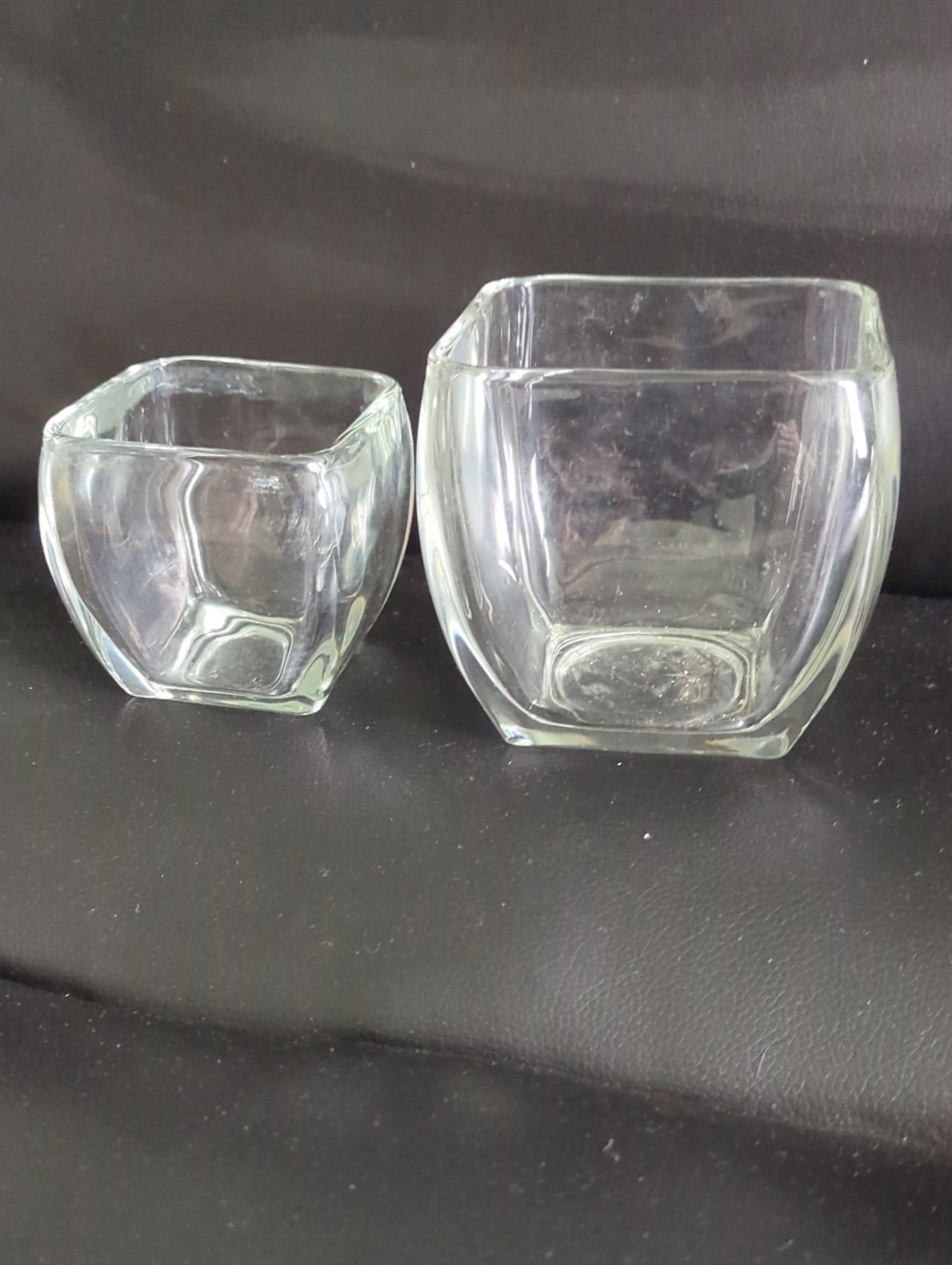 Clear Thick Glass Square Votive Holders - Or For Decoration Set of 2